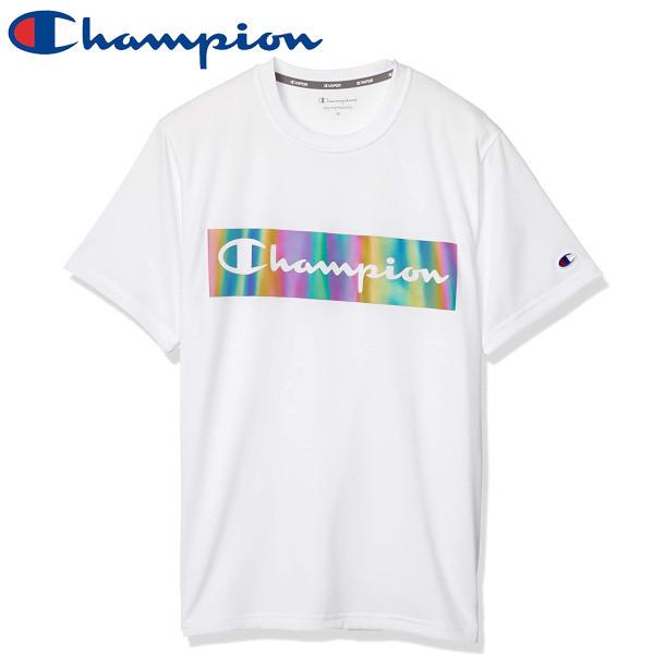 Champion チャンピオン 速乾 ドライ 抗菌 防臭 半袖 Tシャツ オーロラプリント トレーニングウェア ショートスリーブTシャツ C3-RS303 メンズ ホワイト｜shop-bloom