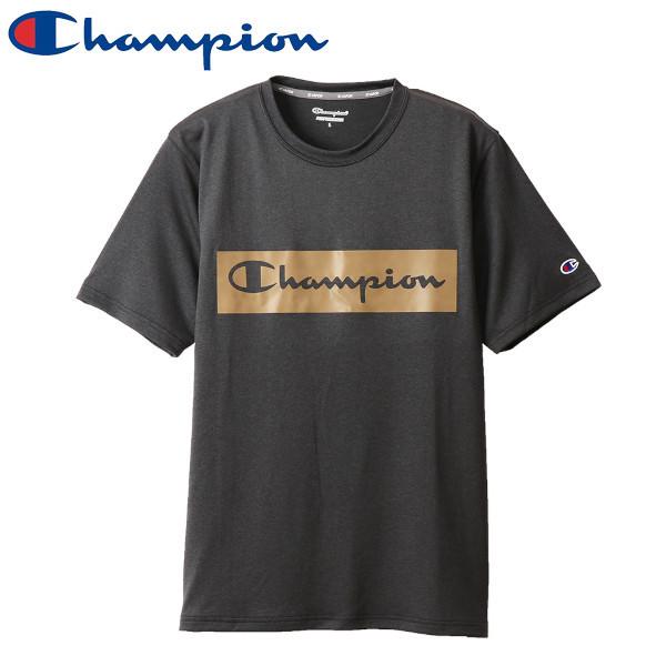 Champion チャンピオン 速乾 ドライ 抗菌 防臭 半袖 Tシャツ オーロラプリント トレーニングウェア ショートスリーブTシャツ C3-RS303 メンズ ブラック｜shop-bloom