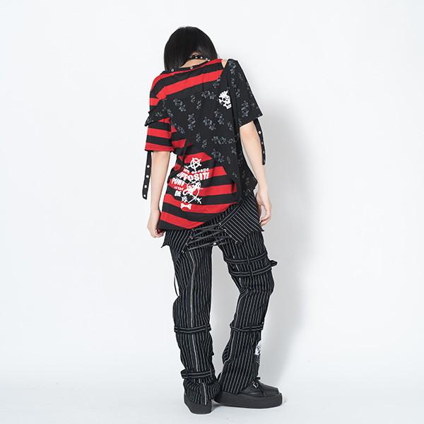 ACDC RAG エーシーディーシーラグ PUNKSボーダーTシャツ 原宿系 
