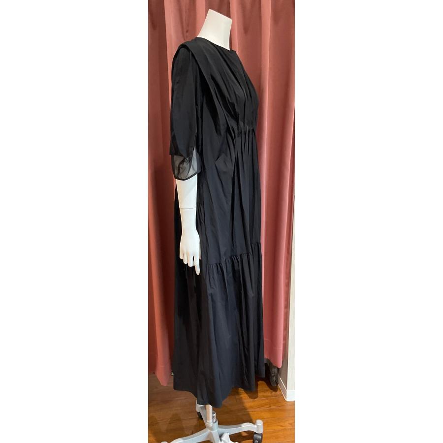 Lallia Mu ラリアムー シアースリーブタックスモッキングワンピース