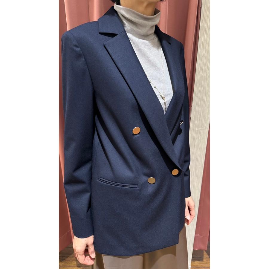 Nouque ネイビー nouque ジャケット Vネックノーカラージャケット 紺 
