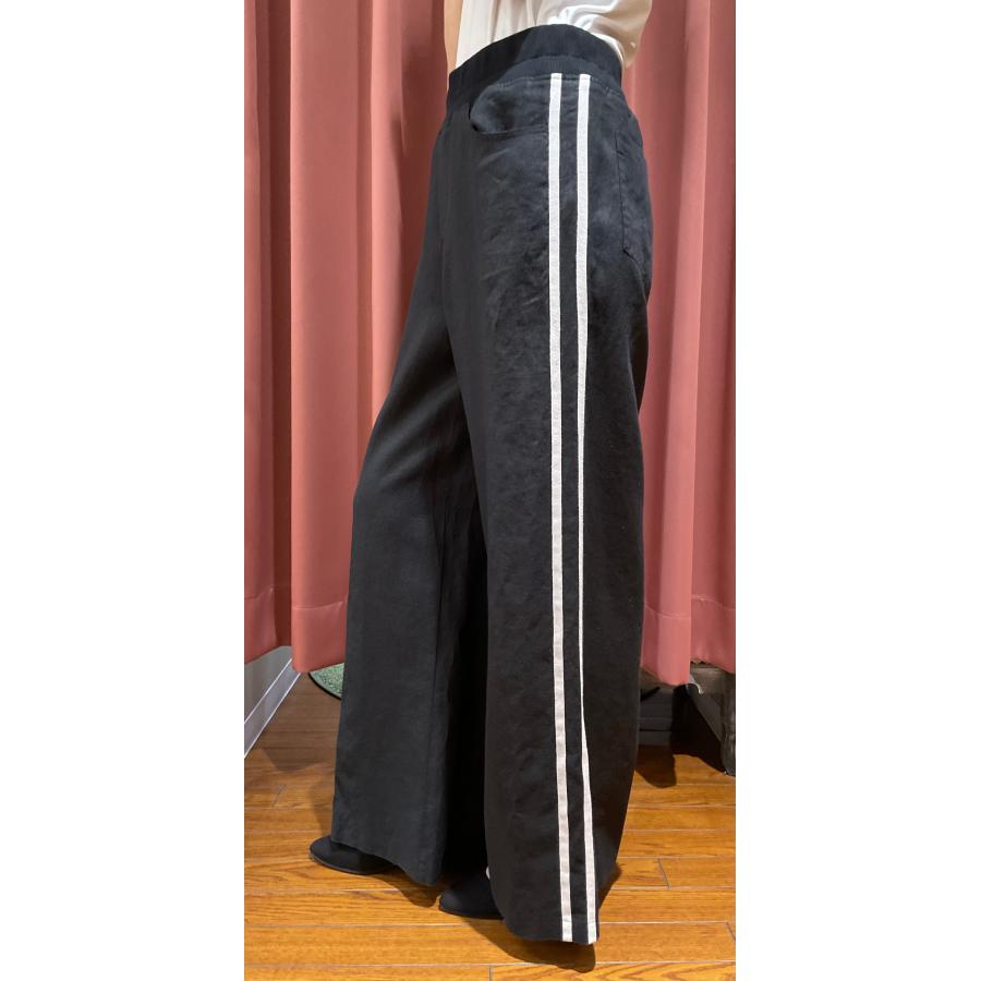 blue fronce ブルーフロンス サイドライン入りリネンワイドパンツ 黒