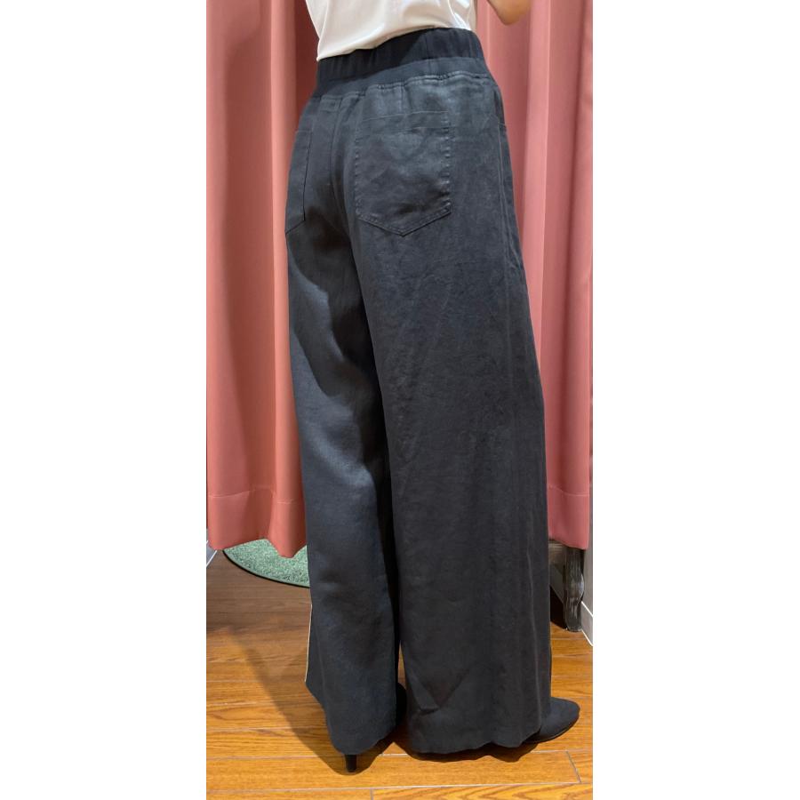 blue fronce ブルーフロンス サイドライン入りリネンワイドパンツ 黒