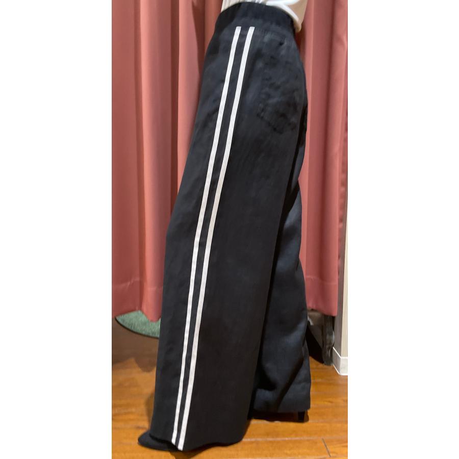 blue fronce ブルーフロンス サイドライン入りリネンワイドパンツ 黒