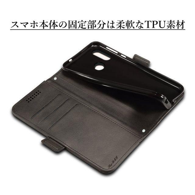 UMIDIGI Power レザー スマホ ケース 手帳型 耐衝撃 黒 茶 TPU