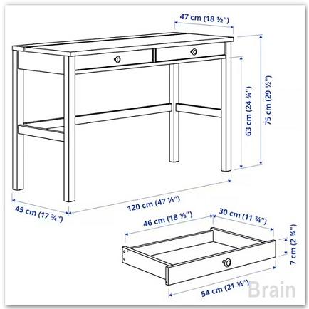 イケア（IKEA） HEMNES/ヘムネス デスク 引き出し2個付き ホワイト