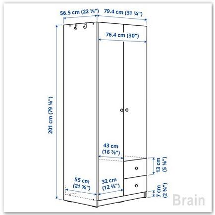 イケア（IKEA） BRUKSVARA/ブルクスヴァーラ ワードローブ 扉2枚+