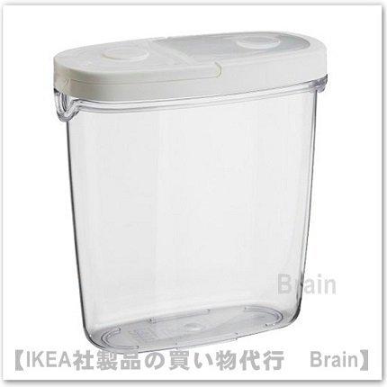 イケア（IKEA） IKEA 365+ 乾燥食品用容器 ふた付き1.3L 透明/ホワイト 