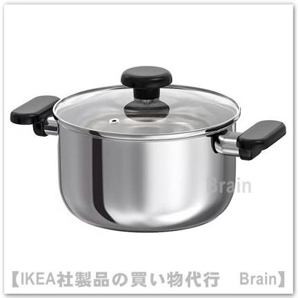 イケア（IKEA） MIDDAGSMAT/ミッダグスマート 鍋 ふた付き3 L クリア