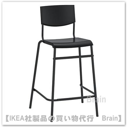 イケア（IKEA） STIG/スティグ バースツール 背もたれ付き ブラック