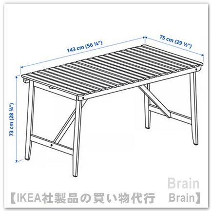イケア（IKEA） ASKHOLMEN/アスクホルメン テーブル143x75 cm 屋外用