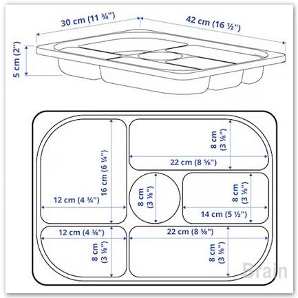 イケア（IKEA） TROFAST/トロファスト 収納トレイ 仕切り付き42x30x5