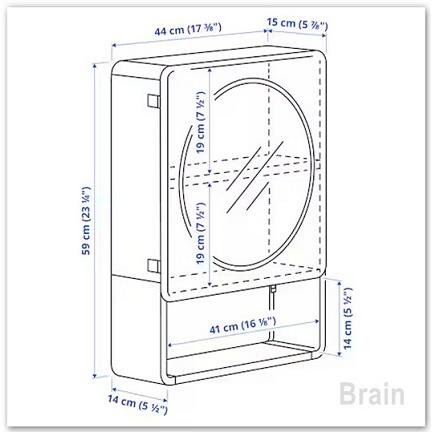 イケア（IKEA） IVOSJON/イヴォーショーン ミラーキャビネット 扉1枚
