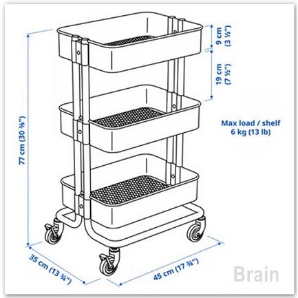 イケア（IKEA） RASKOG/ロースコグ ワゴン35x45x77 cm ベージュ