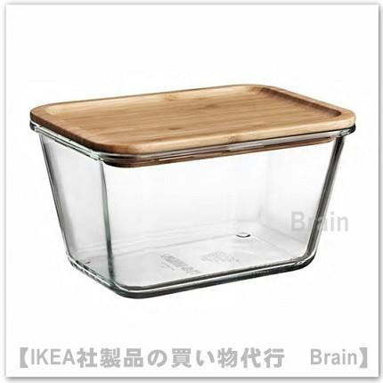 イケア（IKEA） IKEA 365+ 保存容器 ふた付き21x15x12cm ガラス/竹