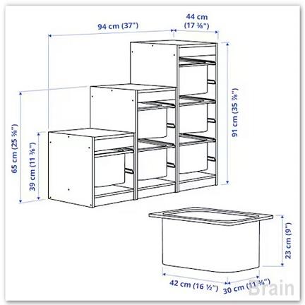 イケア（IKEA） TROFAST/トロファスト 収納コンビネーション94x44x91
