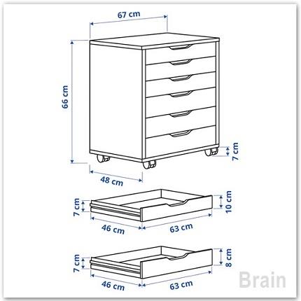 イケア（IKEA） ALEX/アレクス 引き出しユニット キャスター付き67x66