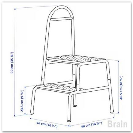 イケア（IKEA） BASINGEN/ベーシンゲン ステップスツール ハンドレール付き2段 チャコール（305.957.54/30595754 ...