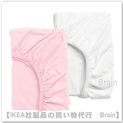 ＩＫＥＡ/イケア　LEN　ボックスシーツベビーベッド用60x120 cm　2枚セット　ピンク/ホワイト（403.201.89/40320189）｜shop-brain