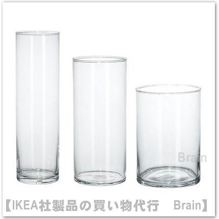 イケア（IKEA） CYLINDER 花瓶17cm/23cm/28cm 3個セット クリアガラス