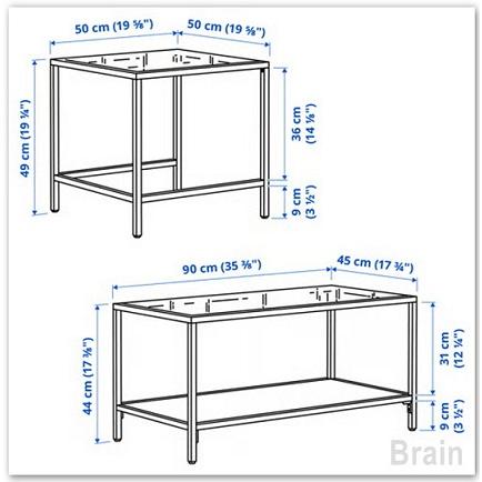 イケア（IKEA） VITTSJO/ヴィットショー ネストテーブル2点セット90x50