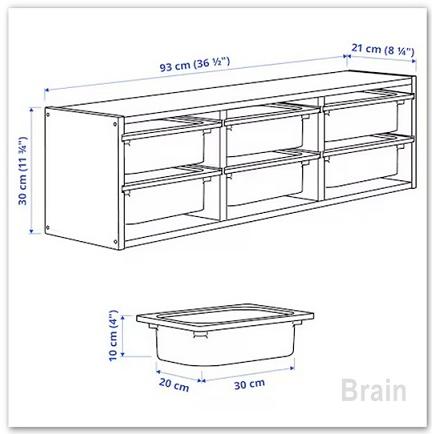 イケア（IKEA） TROFAST/トロファスト ウォール収納93x21x30 cm ライト