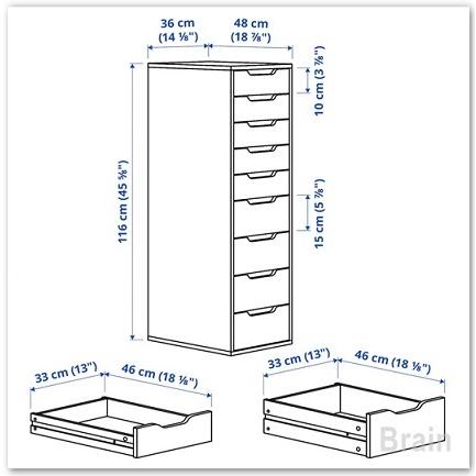 イケア（IKEA） ALEX/アレクス 引き出しユニット36x116 cm ホワイト