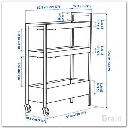 イケア（IKEA） NISSAFORS/ニッサフォース ワゴン50.5x19x67 cm