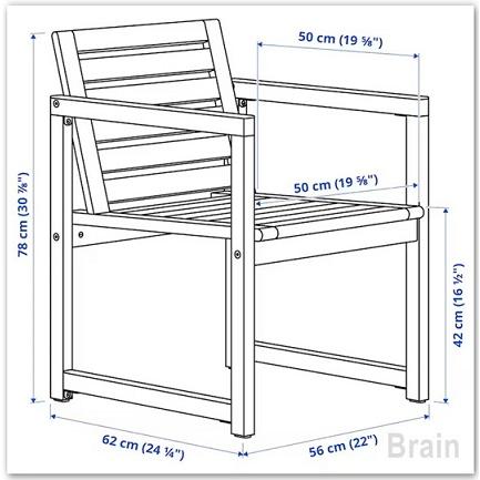 イケア（IKEA） NAMMARO/ネッマロー チェア アームレスト付き 屋外用
