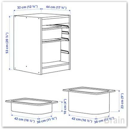 ＩＫＥＡ/イケア　TROFAST/トロファスト　収納コンビネーション32x44x53 cm　ライトホワイトステインパイン/ダークグレー（894.808.74/89480874）_1