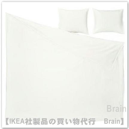 ＩＫＥＡ/イケア　RUNDHAGTORN/ルンドハーグトルン　掛け布団カバー＆枕カバー200×200ｃｍ　ホワイト（906.113.79/90611379）