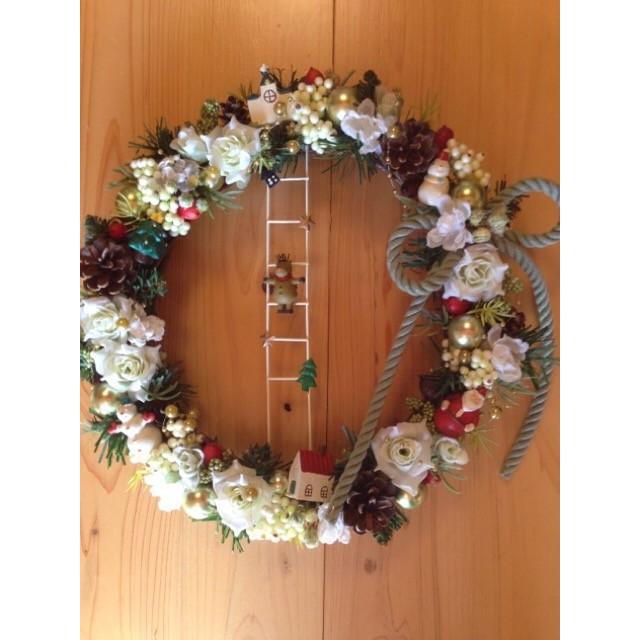 トナカイさんハシゴを登って。。クリスマスリース : 花れん - 通販