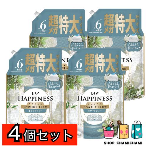 ４個セット　レノア Lenor ハピネス 夢ふわタッチ 柔軟剤 ホワイトティー 詰め替え 1,900mL | レノアハピネス