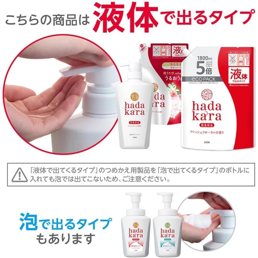 2個セット　hadakara(ハダカラ) ボディーソープ 液体タイプ フレッシュフローラルの香り 詰め替え 大容量 1800ml | ハダカラ | 06