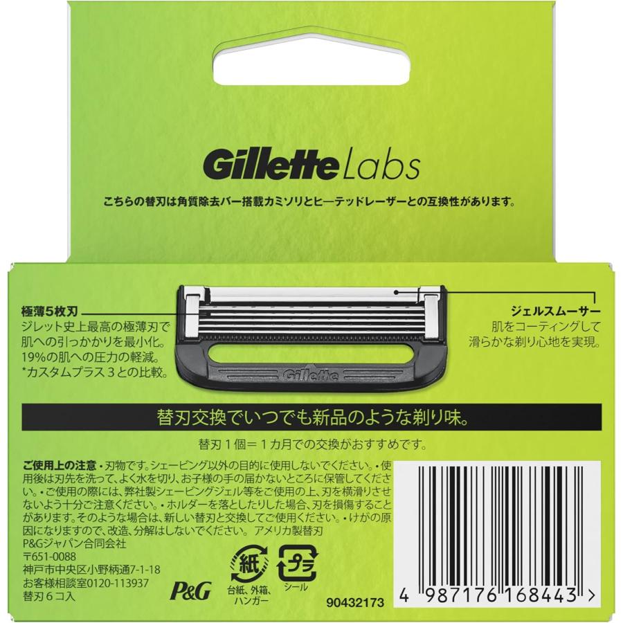Gillette Labs ジレット ラボ 髭剃り 替刃 6個 カミソリ 剃刀 メンズ