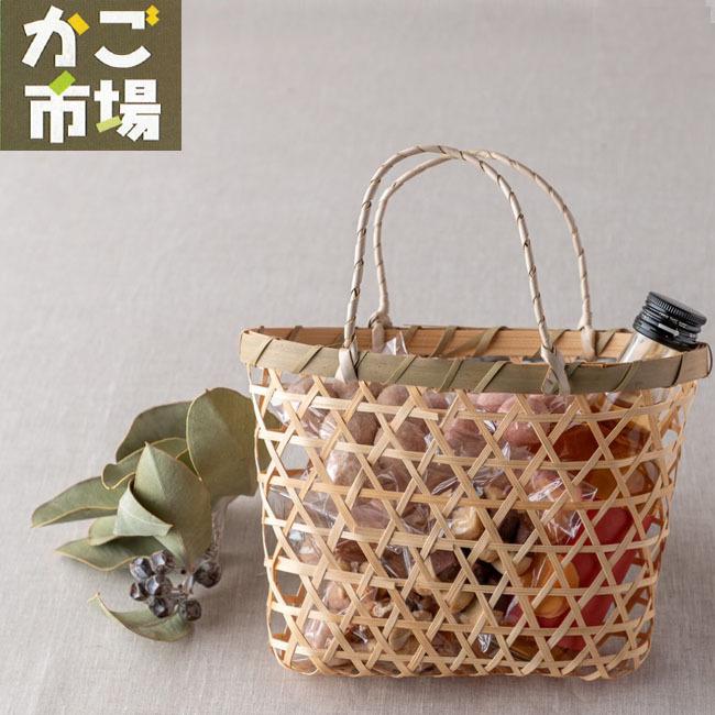 5個 手提げ Lサイズ 小物入れ お菓子入れ お土産 かご 竹製 : ここ