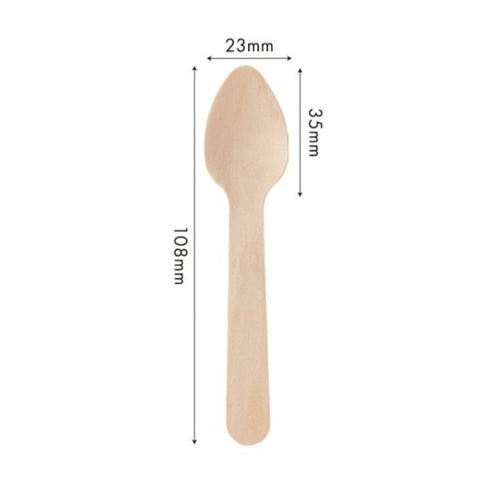 100本 木製スプーン 110 使い捨て スプーン 個包装 紙完封袋入り