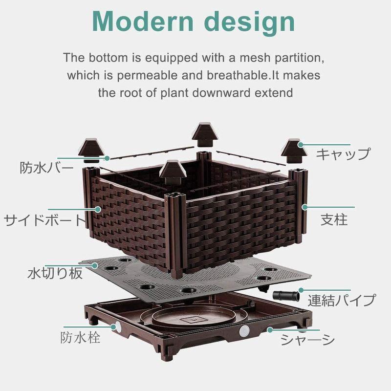 BAOYOUNI 組み立て簡単ガーデンボックス プランターボックスプラスチック鉢植え入れ花 植物 栽培ブラウン 鉢用品 大型プランター 莱園 組み立て簡単ガーデンボックス プランターボックスプラスチック鉢植え入れ花 植物 栽培ブラウン 鉢用品 大型プランター 莱園