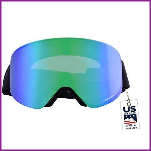 【有名人芸能人】 Zipline Podium XT Ski Goggles - No Fog Interchangeable Magnetic Lenses - US Ski Team Official Supplier (Gray Lens/Tropical Green Finish)【 ゴーグル、サングラス