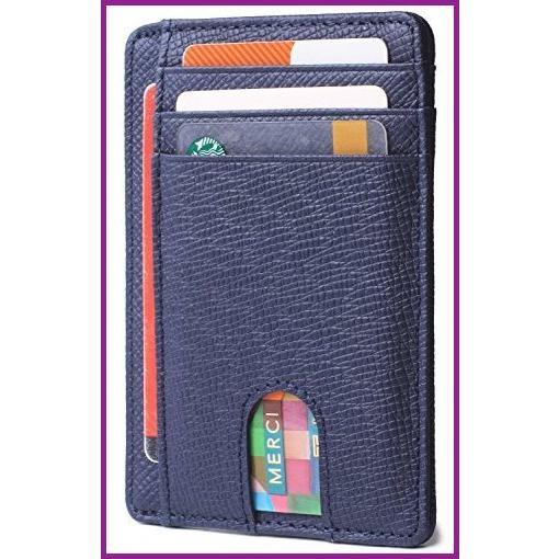 最も完璧な Slim Women【並行輸入品】 Men for Holder Card Credit Leather Blocking RFID Pocket Front Wallet Minimalist パスケース、定期入れ