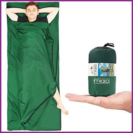 でおすすめアイテム。 XL and Liner Bag Sleeping 2-in-1 Sport MIQIO Sized Green - Inlay Inlett Sheet Bed Travel Double Liner Sleep Lightweight Ultra - Sheet Travel マミー型寝袋