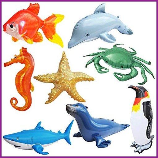 Inflatable Ocean Life Sea Underwater Assorted Bathtub Toys Educational 8Count- by Jet Creations An-Ocean8【並行輸入品】 お風呂のおもちゃ