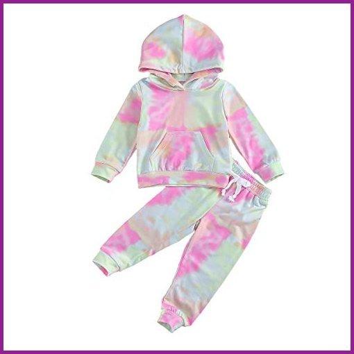 特価 Top Crewneck Outfit Tracksuit Dye Tie Girl Baby Toddler Kids and 4-5T)【並 Hoodie, (Pink Suits Jogging Sweatsuits Set Clothes 2Pcs Pants シャツ、ブラウス