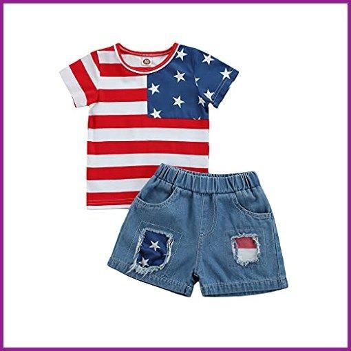 人気絶頂 Fyclemt Toddler Baby Boys Girls 4th Of July Outfit American Flag T Shirt Top Stripeddenim Shorts Independence Day Clothes Set Dark Blue Red Seal限定商品 Turningheadskennel Com