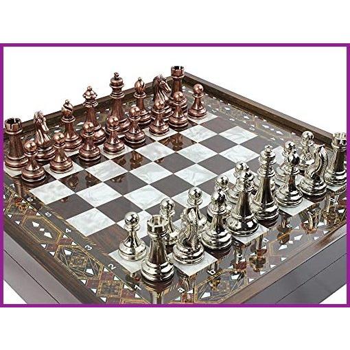 【新発売】 Crafts Antochia 15.7 Customizable【並行輸入品】 - Figures Metal with Set Chess Personalized Patterned Mosaic Wooden Inch ボードゲーム