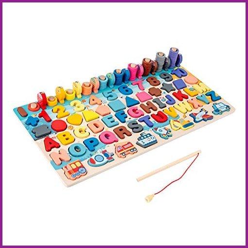 美品  & Counting Sorter Shape Puzzle Number Wooden Aibesy Matching Pres Toddlers s for Toy Montessori Board Logarithmic Game Fishing Magnetic Game 知育玩具