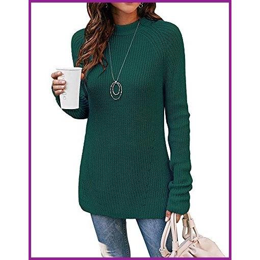 【最安値に挑戦】 koitmy Green【並行輸入品】 Sweater Pullover Raglan Sleeve Long Neck Mock Women's 長袖