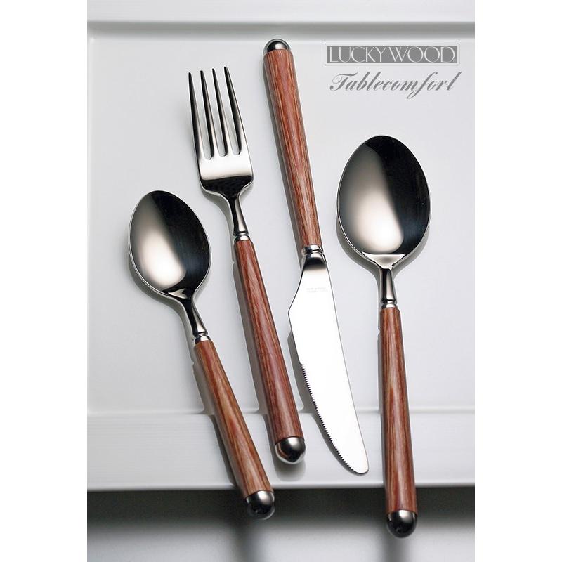 LUCKY WOOD MOLYVANA テーブルナイフ 6本セット LUCKY WOOD（ラッキーウッド） カトラリー ミドルナイフ 鋸刃付 179mm