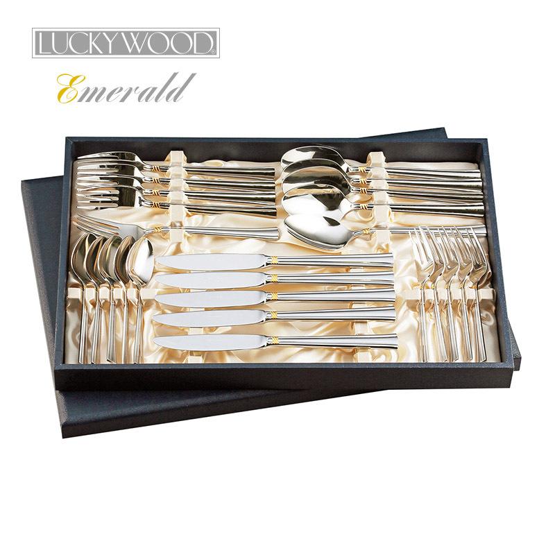 ラッキーウッド エメラルド 金彩 25pc五人用ディナーセット 5-04825-0107 燕三条 日本製 ギフト