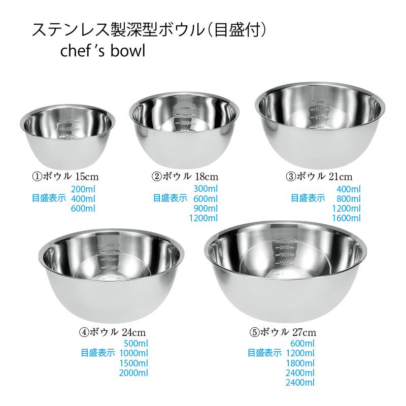 ボウル ザルセット シェフズボウル ステンレス深型ボウル 18cm